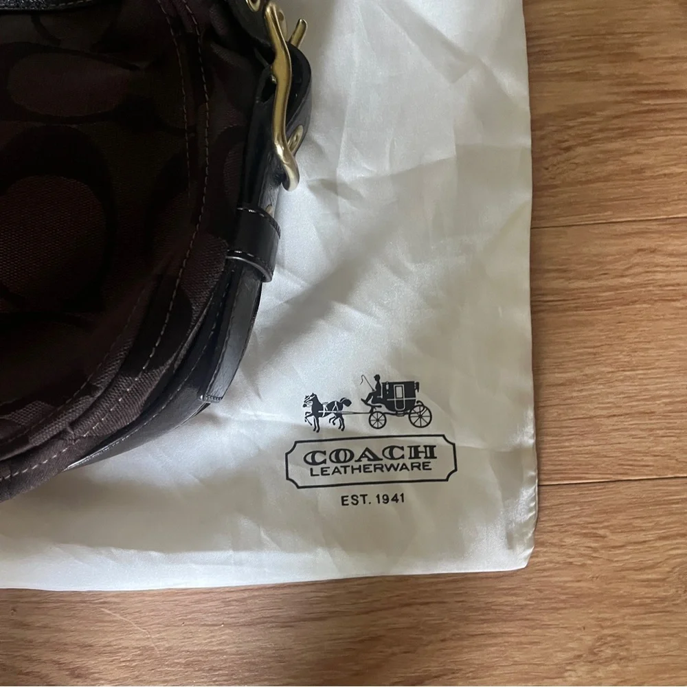 COACH Chocolate Brown Monogram Shoulder Bag - Picture 3 of 13